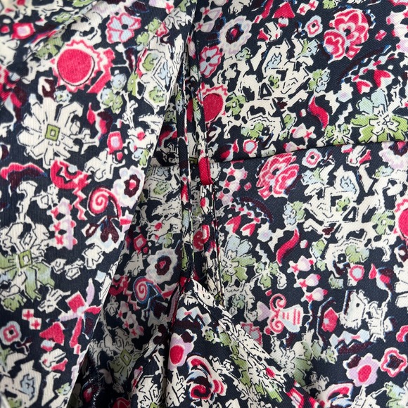 CINQ A SEPT Quinn Dress Womens Floral Print Navy Multi Layered Shirt Tie Midi - Picture 10 of 16